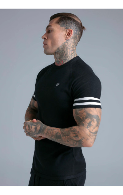 Sik Silk Męski Czarny T-shirt Knitted