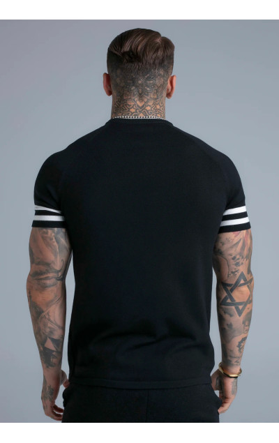 Sik Silk Tricou Negru pentru Bărbați Knitted