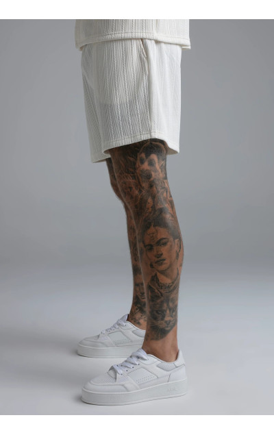 Sik Silk Ecru Textured Shorts
