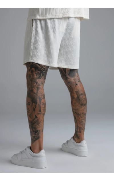 Sik Silk Ecru Textured Shorts