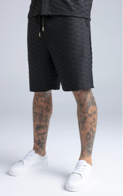 Sik Silk Pantaloni Scurți Negri Pentru Bărbați Towelling