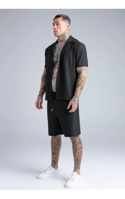 Sik Silk Pantaloni Scurți Negri Pentru Bărbați Towelling