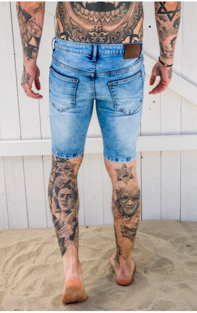 Gianni Kavanagh Light Blue Destroyed Denim Shorts