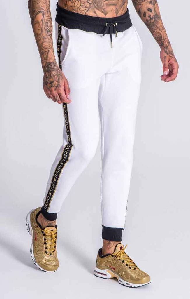 white and gold joggers