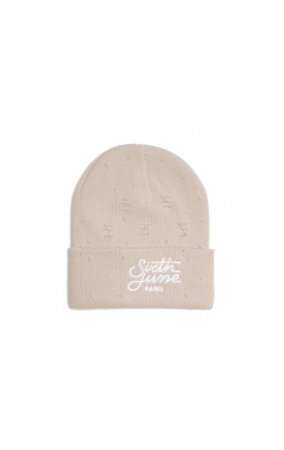 Sixth June Cream Ripped Beanie