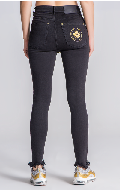 Gianni Kavanagh Black Skinny Jeans With Golden Circle Embroidery