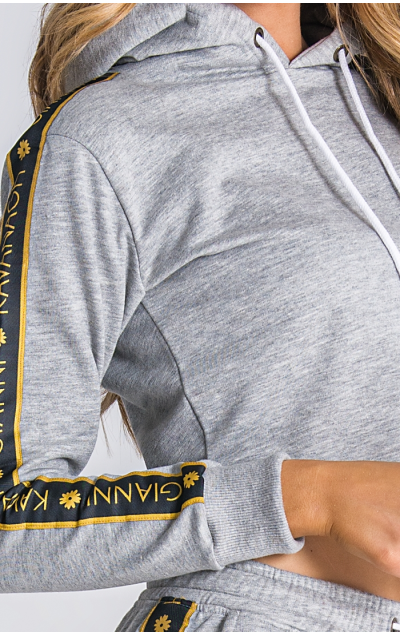Gianni Kavanagh Melange Cropped Hoodie With GK Ribbon