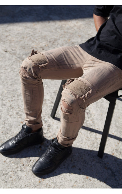 Sixth June Biker Destroy Jeans Camel