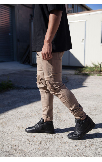 Sixth June Biker Destroy Jeans Camel