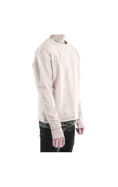 Goldie Vision Beige Crewneck Distressed Hoodie