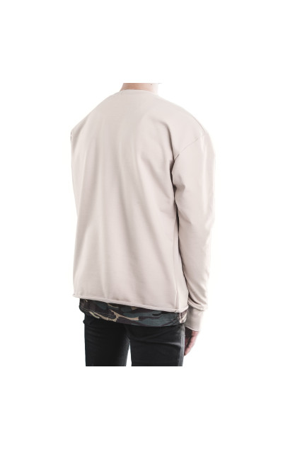 Goldie Vision Beige Crewneck Distressed Hoodie