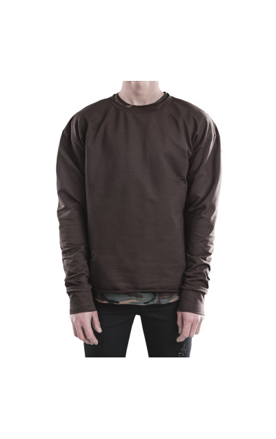 Goldie Vision Brown Distressed Crewneck