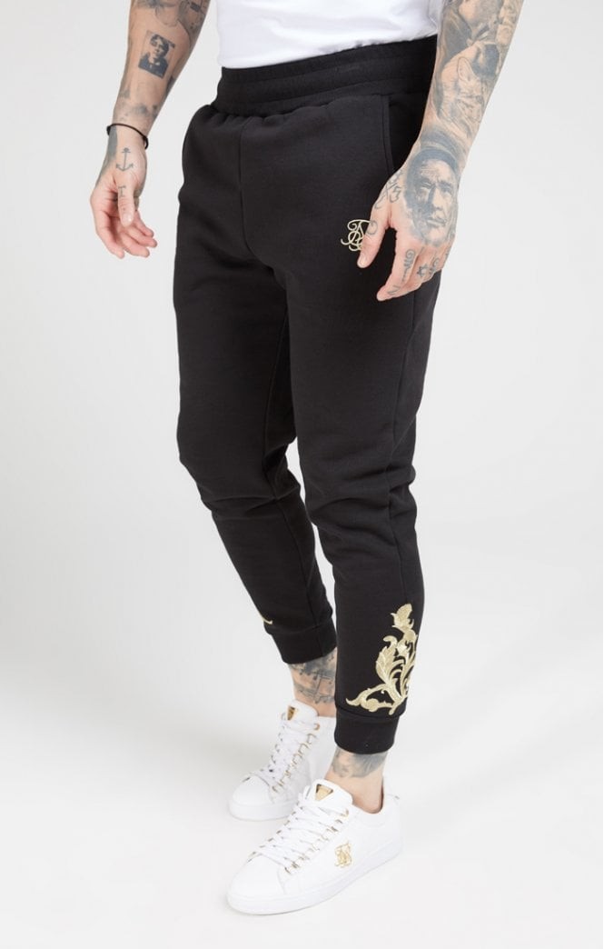 silk black joggers