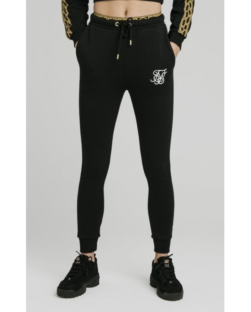 womens black sik silk joggers