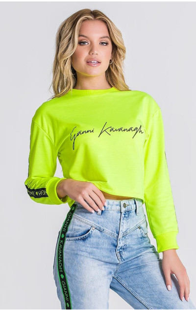 Gianni Kavanagh Yellow Neo Signature Cropped Sweater