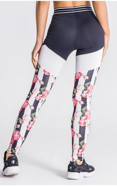 Gianni Kavanagh Black Pink Racer Roses Leggings