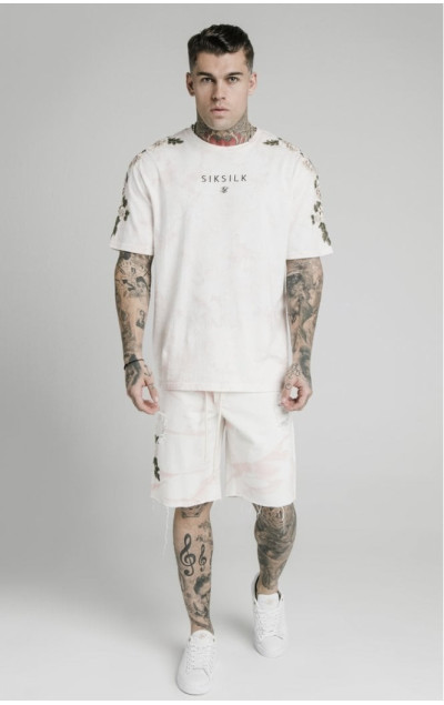 Sik Silk Loose Fit Denim Shorts Light Pink